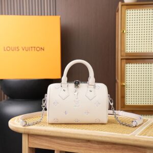 Louis Vuitton Speedy Bandoulière 20 Handbag in White and Purple Gradient Monogram Empreinte Leather