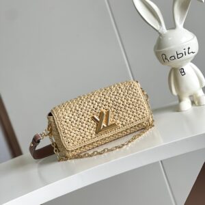 Louis Vuitton Twist Raffia Woven Flap Shoulder Bag – Brown