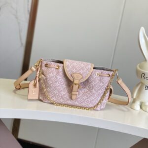 Louis Vuitton M29974 Odyssee Small Handbag in Pink Monogram Emblème Jacquard