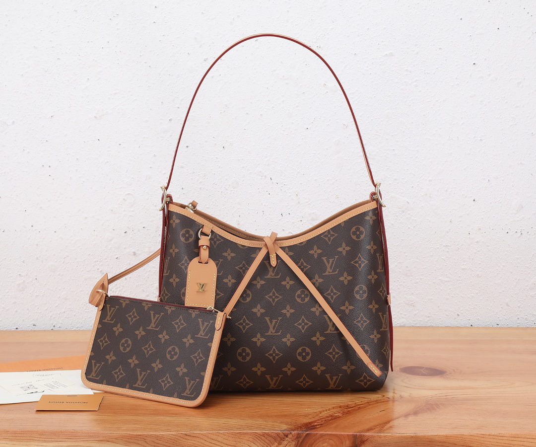 CarryAll Small Handbag in Monogram Canvas and Leather Trim