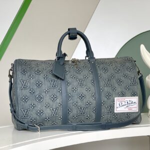Louis Vuitton Keepall Bandoulière 50 Denim Travel Bag