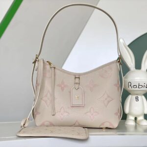 Louis Vuitton CarryAll PM Handbag in Monogram Empreinte Leather, M24141, White