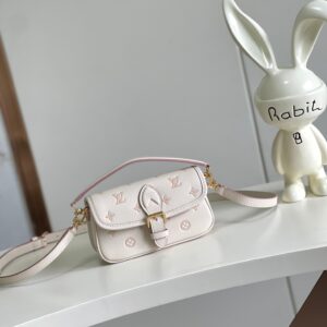 Nano Diane Crossbody Bag in White Monogram Canvas