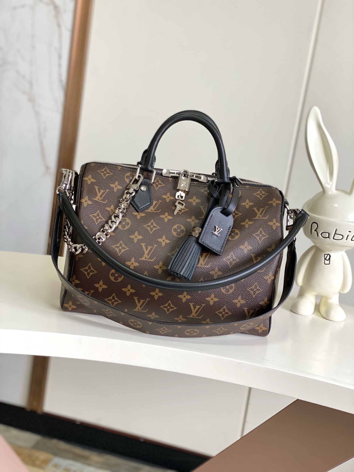 Speedy Soft 30 Dark Monogram Crossbody Bag