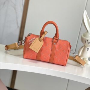 Louis Vuitton Keepall 25 Handbag in Monogram Eclipse Reverse Canvas