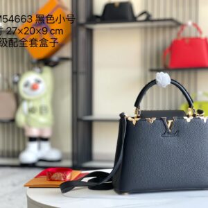 Louis Vuitton Capucines BB Handbag, White Calfskin, Gold-Tone Floral Crown Detail