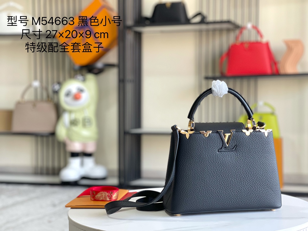 Louis Vuitton Capucines BB Handbag, White Calfskin, Gold-Tone Floral Crown Detail