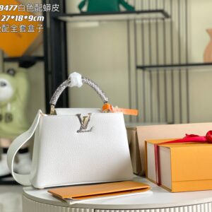 Louis Vuitton Capucines BB Handbag in Taurillon Leather with Python Trim