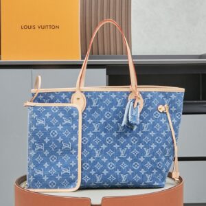 Neverfull MM Monogram Denim Canvas Tote Bag