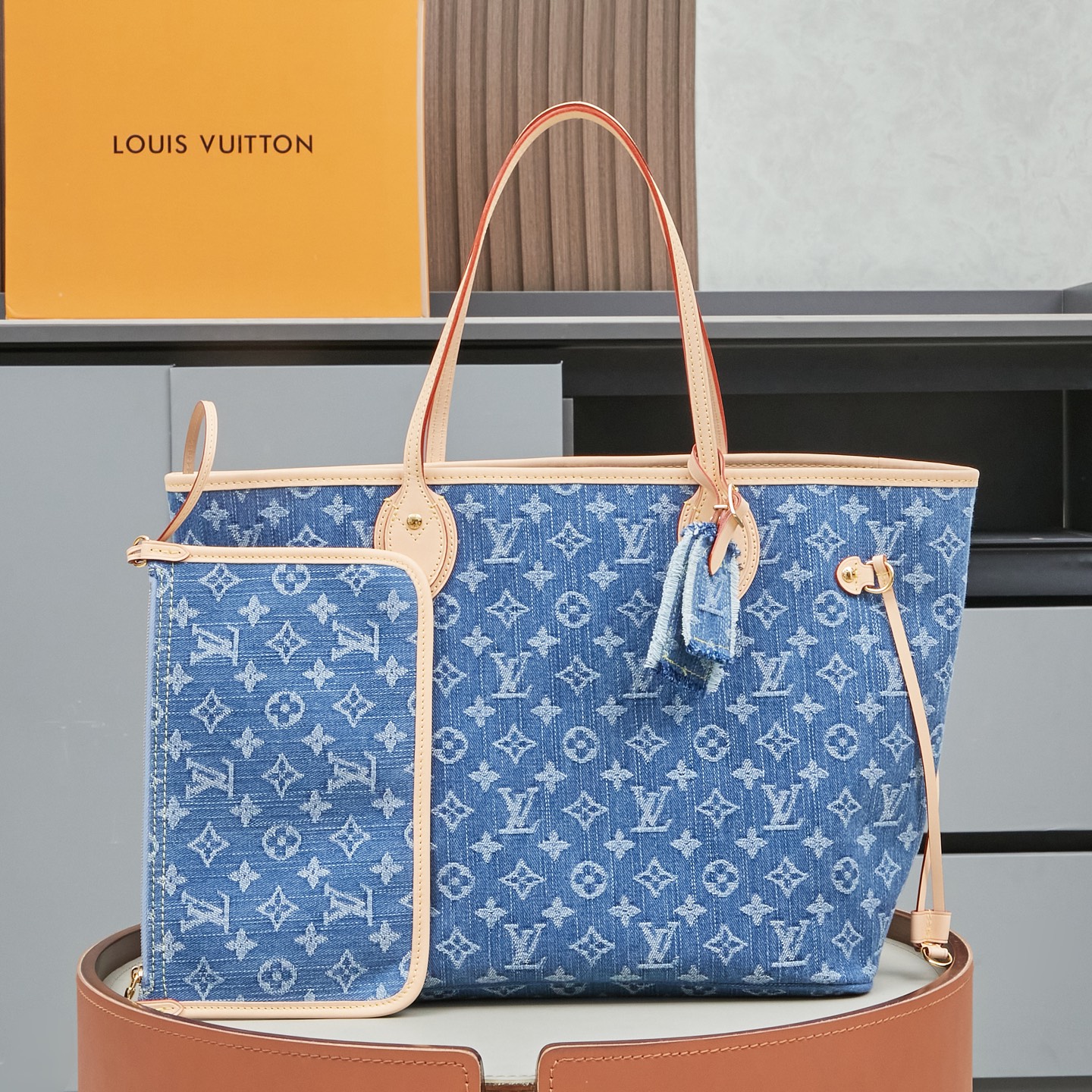 Neverfull MM Monogram Denim Canvas Tote Bag