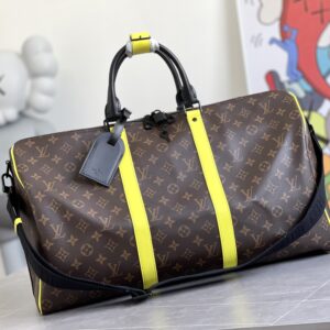 Louis Vuitton Keepall Bandoulière 50 Travel Bag in Monogram Macassar