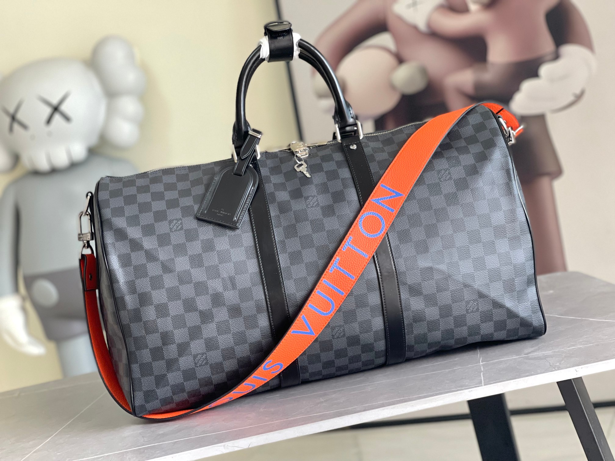 Louis Vuitton Keepall 45 Travel Bag in Monogram Eclipse Canvas