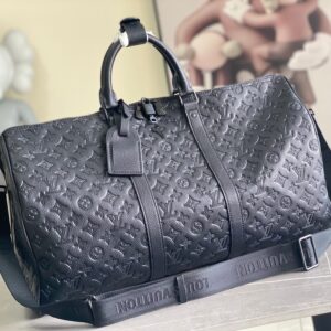 Louis Vuitton Keepall Bandoulière 50 Travel Bag in Monogram Shadow Leather