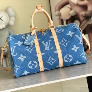 Louis Vuitton Keepall 50 Travel Bag in Denim Monogram Canvas