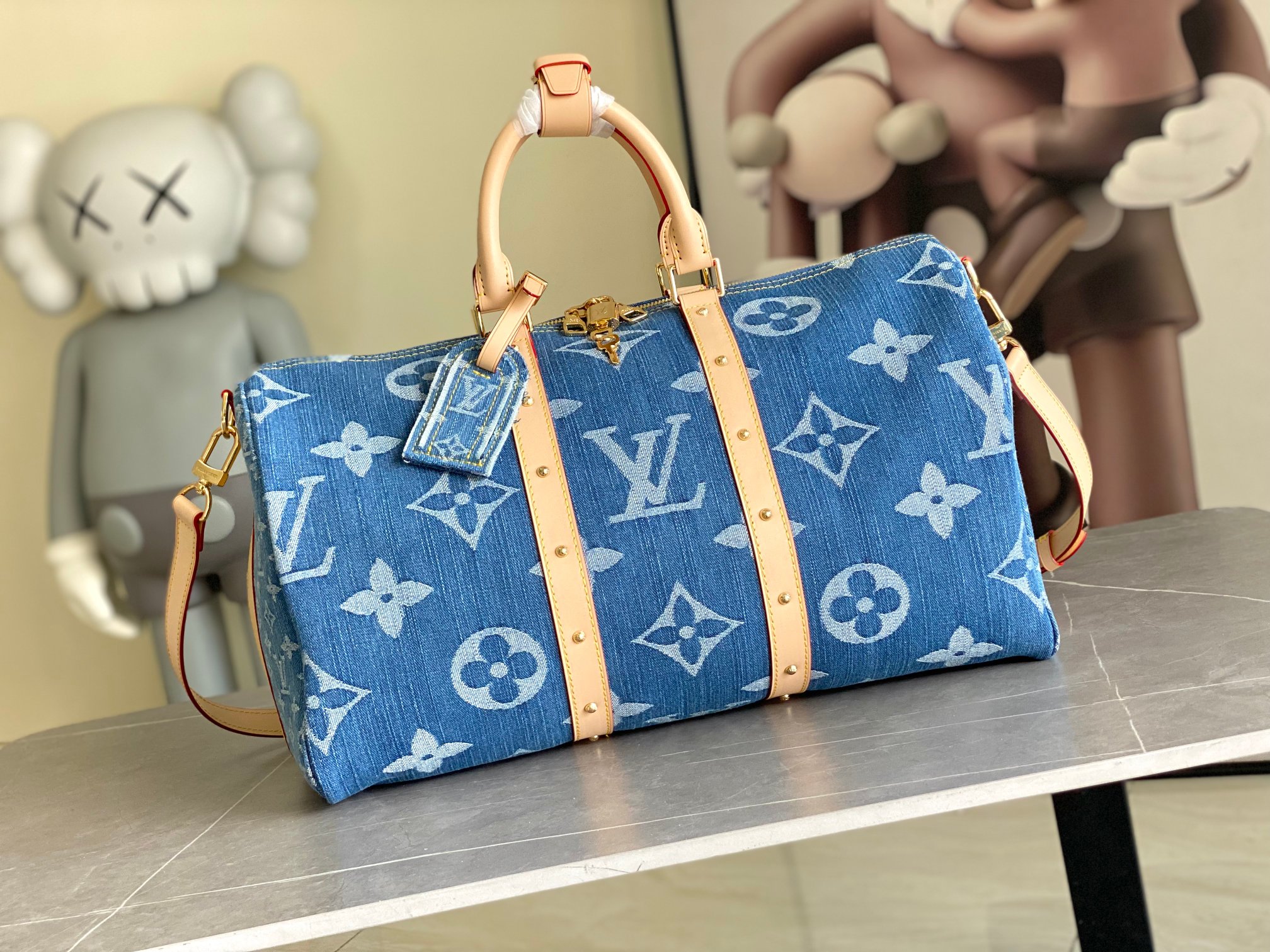 Louis Vuitton Keepall 50 Travel Bag in Denim Monogram Canvas