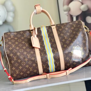 Louis Vuitton Keepall Bandoulière 50 Travel Bag in Monogram Macassar Canvas