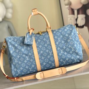 Louis Vuitton Keepall Bandoulière 45 Travel Bag in Light Blue Denim