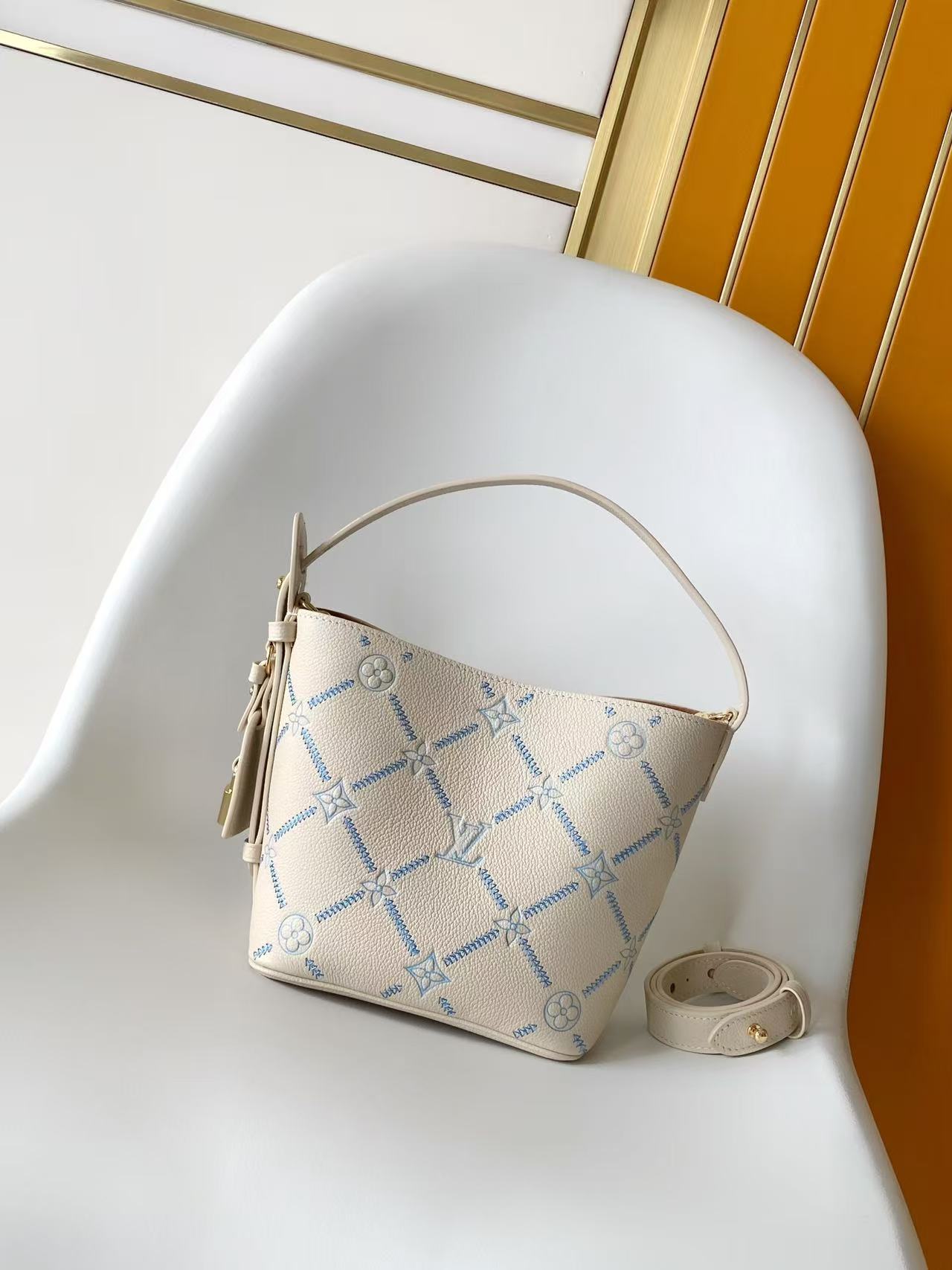 Louis Vuitton All In BB Handbag M29810 White Embroidered