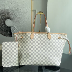 Louis Vuitton Neverfull Large Tote Bag in Damier Azur Canvas