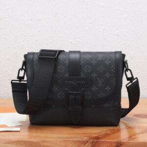 Louis Vuitton Saumur Handbag M45911 in Monogram Eclipse Canvas and Grained Leather