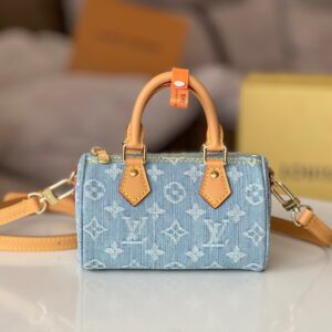 Nano Speedy Handbag in Light Blue Denim