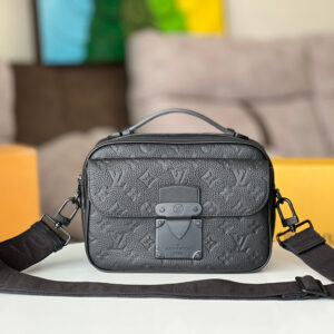 Louis Vuitton S Lock Postal Crossbody Bag in Black Taurillon Leather