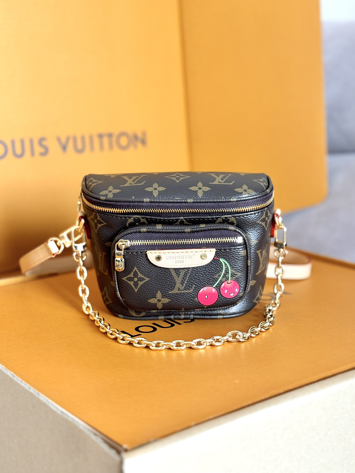 Louis Vuitton x Takashi Murakami Mini Bumbag in Cherry Monogram Canvas