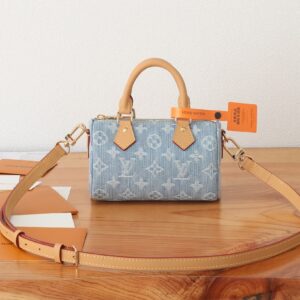 Louis Vuitton Nano Speedy Monogram Denim Handbag