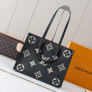 Louis Vuitton OnTheGo Medium Tote Bag in Black Monogram Leather