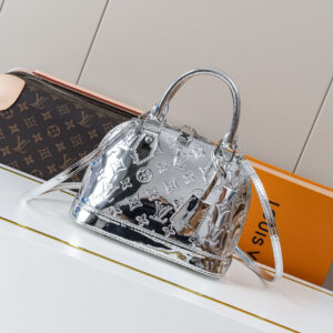 Louis Vuitton Alma BB Handbag in Silver Monogram Miroir Canvas