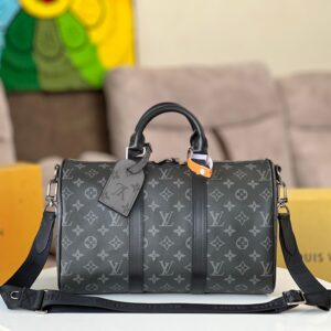 Louis Vuitton Keepall 35 Travel Bag in Monogram Eclipse Canvas