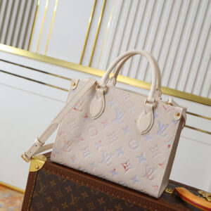 Louis Vuitton OnTheGo Small Handbag in Cream Gradient Monogram Empreinte Leather