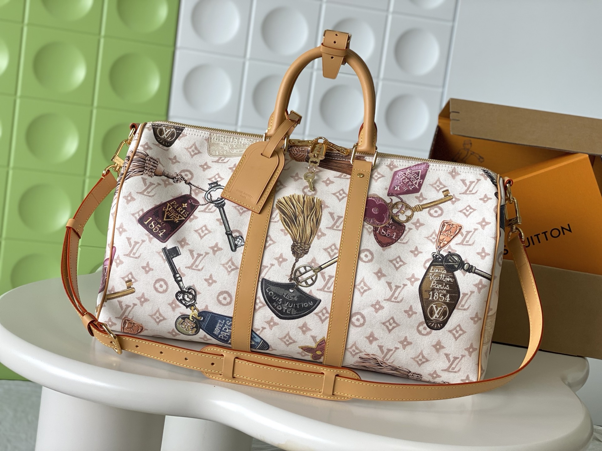Louis Vuitton Keepall Bandoulière 45 Travel Bag in Monogram Dune Canvas
