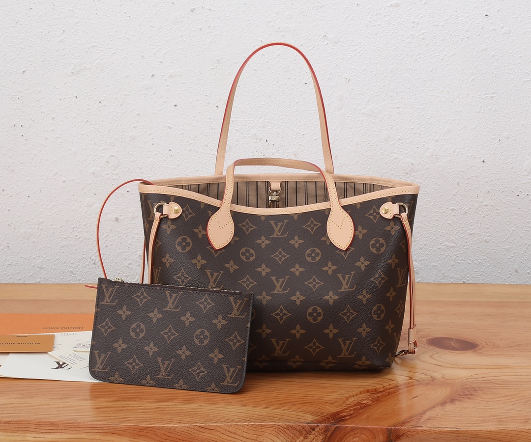 Neverfull Small Tote Bag in Damier Azur Canvas