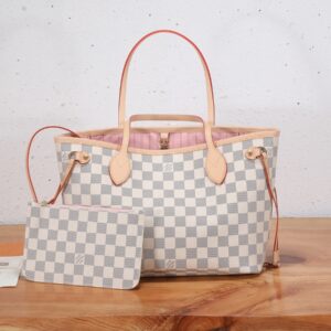 Neverfull Small Handbag in Damier Azur Canvas