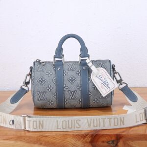 Louis Vuitton Keepall Bandoulière 25 Monogram Washed Denim Travel Bag