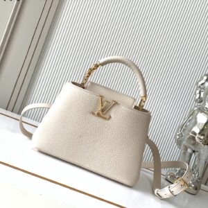 Louis Vuitton Capucines BB Handbag in White Taurillon Leather