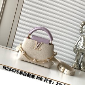 Louis Vuitton Capucines Mini Handbag in Beige and Purple