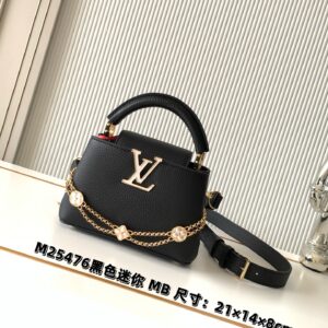 Louis Vuitton Capucines Mini Handbag in Black