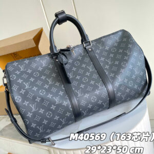 Louis Vuitton Keepall Bandoulière 50 Travel Bag in Monogram Eclipse Canvas
