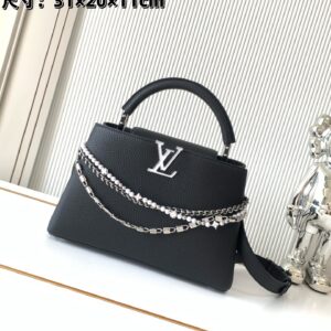 Louis Vuitton Capucines Mini Handbag in Black Taurillon Leather