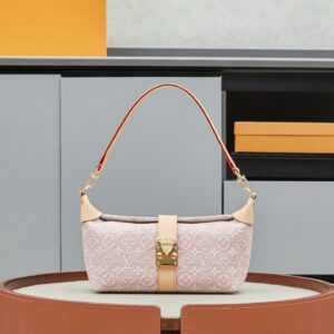 Louis Vuitton Pochette Mia Shoulder Bag in Pink Embroidered Denim
