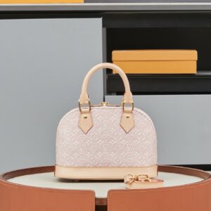 Louis Vuitton Alma BB Pink Embroidered Canvas Handbag