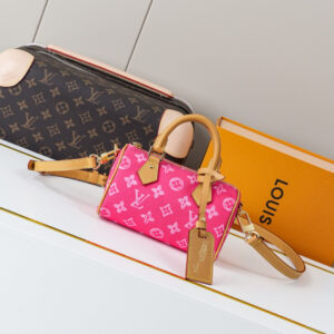 Louis Vuitton Nano Speedy Handbag in Red Monogram Canvas