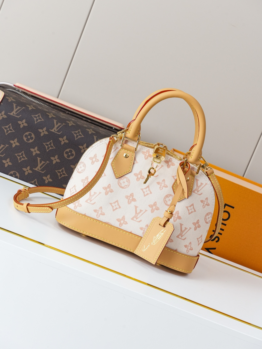 Louis Vuitton Alma BB Monogram Canvas Handbag M27525 Light Yellow