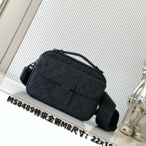 Louis Vuitton S Lock Messenger Bag, Black Embossed Leather