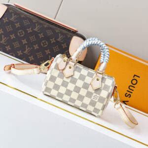 Louis Vuitton Nano Speedy Handbag in Damier Azur Canvas