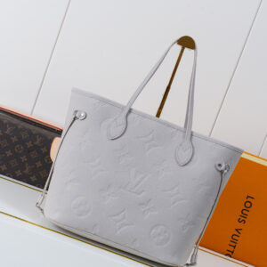 Louis Vuitton Neverfull MM Monogram Empreinte Tote Bag, Silver Gray
