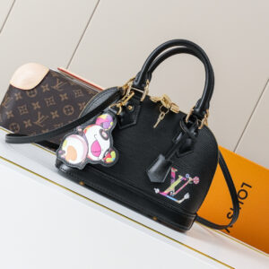 Louis Vuitton x Takashi Murakami Alma BB Black Epi Leather Handbag