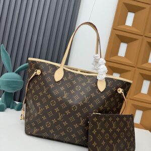 Louis Vuitton Neverfull Medium Shopping Tote with Detachable Zipper Pouch
